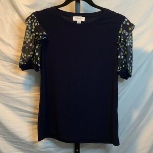 🌺Bundled price Bin1 - Navy Blue Floral Sleeve Women's Top